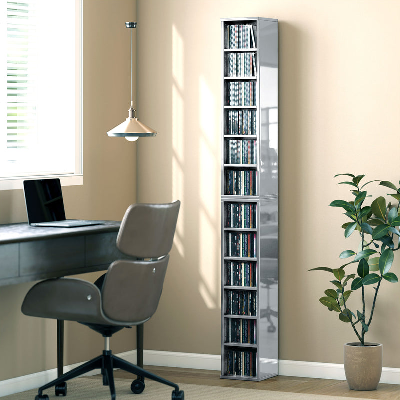 CD and Media Storage Shelves Set of 2 for Organised Home or Office High Gloss Grey AOSOM