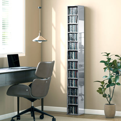 CD and Media Storage Shelves Set of 2 for Organised Home or Office High Gloss Grey AOSOM