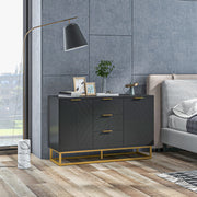 Sideboard with 3 Drawers and Adjustable Shelves for Storage in Living Room Black