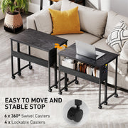 Folding Computer Desk with Drop Leaf and Storage for Small Home Offices Black AOSOM