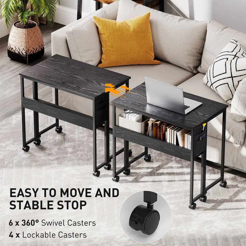 Folding Computer Desk with Drop Leaf and Storage for Small Home Offices Black AOSOM