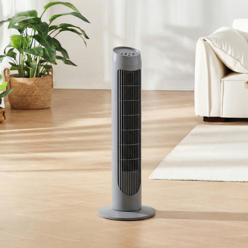 Tower Fan with Quiet Operation and Space Saving Design for Home Use Grey AOSOM