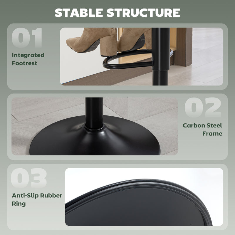 Adjustable Bar Stools Set of 2 for Kitchen Island with Water Resistant Seats Green AOSOM
