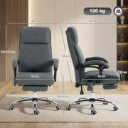 Massage Office Chair with Lumbar Heat and Adjustable Support for Home Working Grey AOSOM