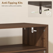 Shoe Storage Cabinet for Narrow Hallways with Flip Drawers and Open Shelves Rustic Brown AOSOM