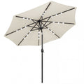 Garden Parasol with Lights and UPF30+ Adjustable Shade for Day and Night Use Outsunny