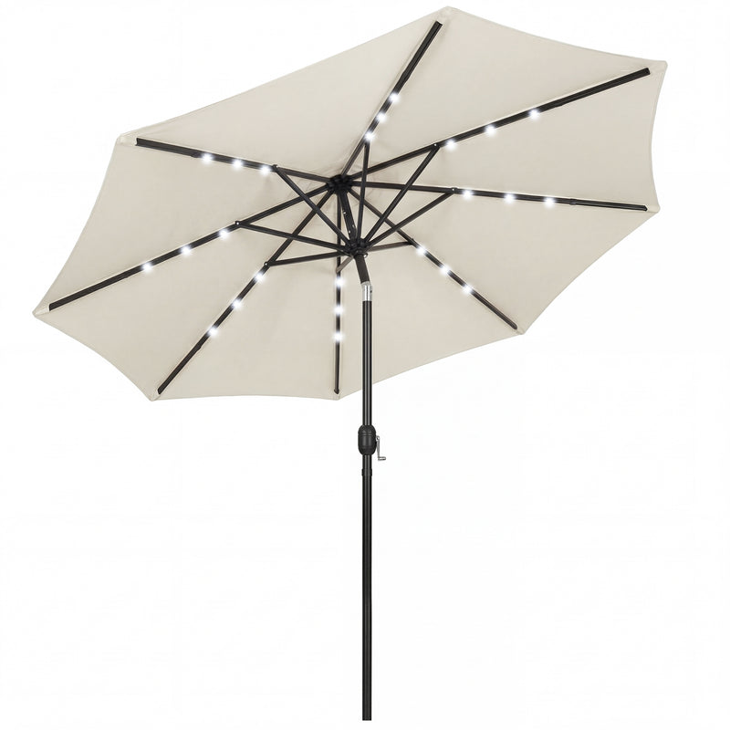 Garden Parasol with Lights and UPF30+ Adjustable Shade for Day and Night Use