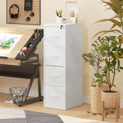 White Four Drawer Steel Filing Cabinet for Home or Office by HOMCOM