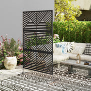 Black 6.5ft Freestanding Metal Garden Privacy Screen Decorative Panel by Outsunny