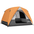 Three Person Dome Tent with Quick Setup and Waterproof Shelter for Camping Orange Grey