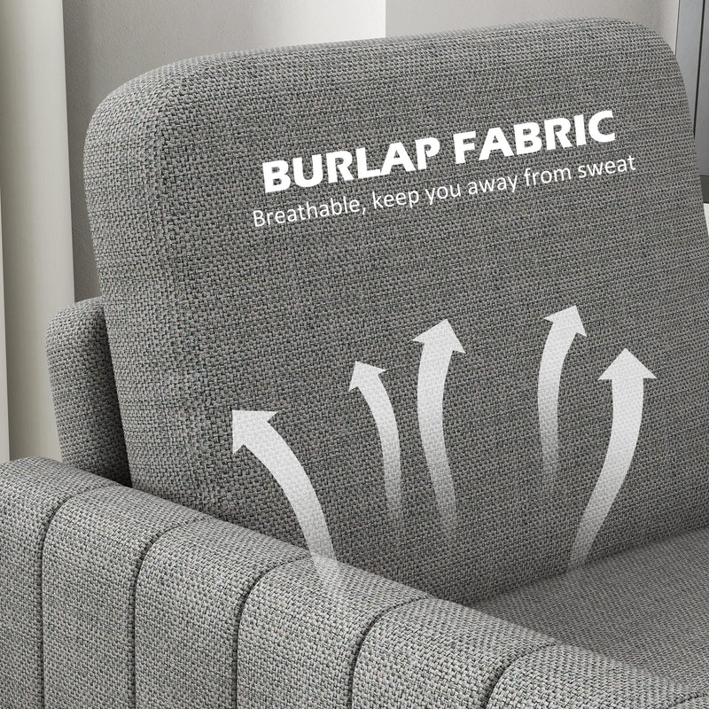 Light Grey Modern Boxy Armchair with Linen Look Upholstery by HOMCOM