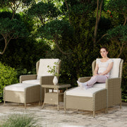 Five Piece Reclining Rattan Garden Chair Set in Light Grey with Cushions by Outsunny