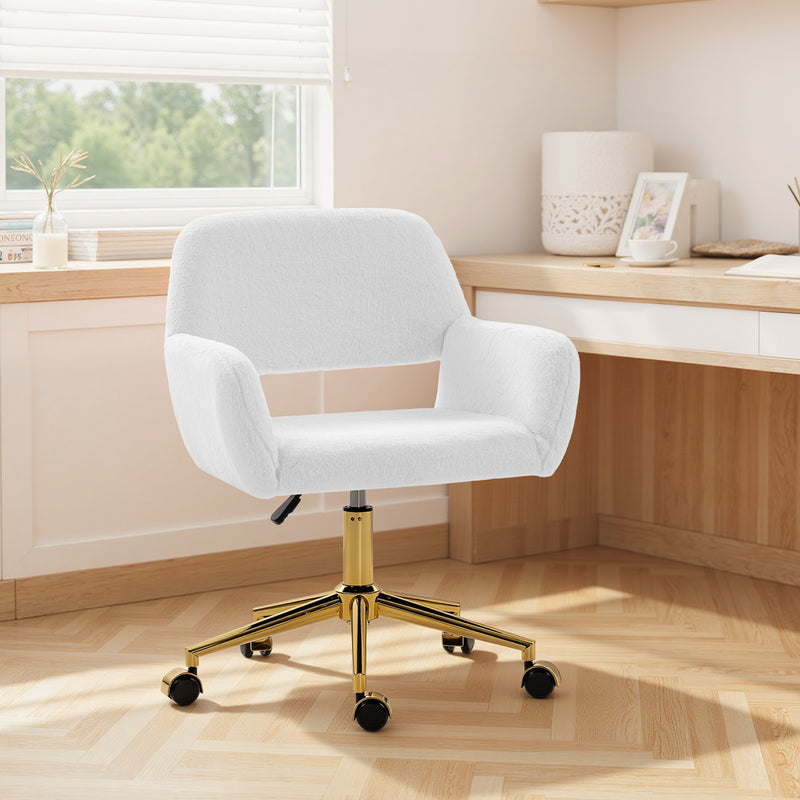Office Chair with Soft Faux Fur and Adjustable Height for Comfortable Home Working