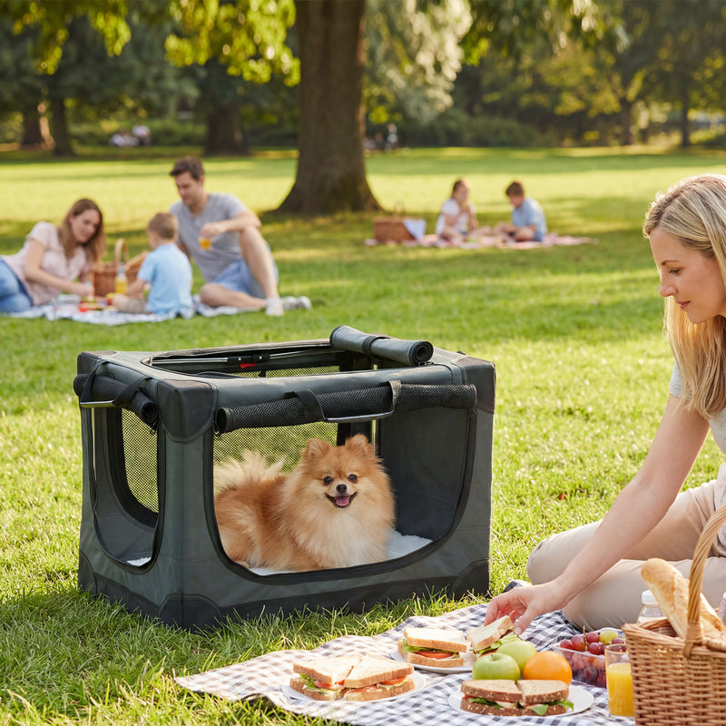 Foldable Soft Dog Travel Crate for Small Dogs Up to 4 kg Easy Storage Army Green AOSOM