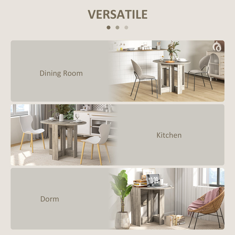 Grey Drop Leaf Dining Table for Small Kitchens and Dining Rooms, Space Saving Design by HOMCOM