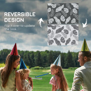 Grey and White Reversible Outdoor RV Rug with Carry Bag for Camping 182 x 274cm