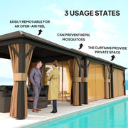 3.6 x 3m Aluminium Hardtop Garden Gazebo with Curtains for Garden and Patio by Outsunny