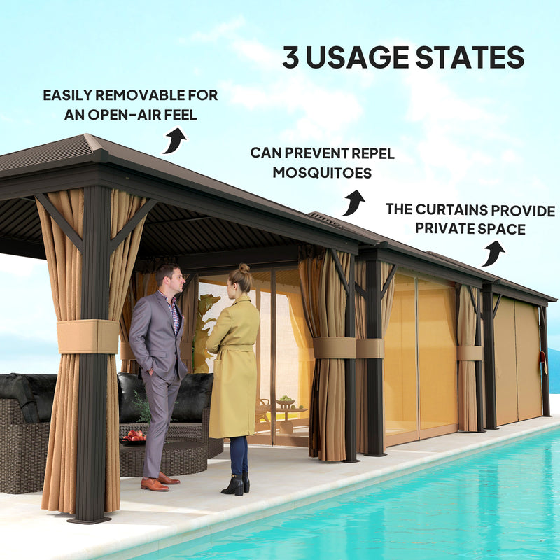 3.6 x 3m Aluminium Hardtop Garden Gazebo with Curtains for Garden and Patio by Outsunny