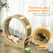 Large Cat Exercise Wheel With Brake And Scratching Pads For Indoor Play Oak Tone