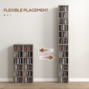 Set of 2 Tall CD Storage Shelves Ideal for Media Organisation Dark Wood Effect