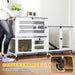 Wooden Rabbit Hutch with Run 2 Tier Guinea Pig Cage on Wheels 3 Trays 2 Openable Tops by PawHut