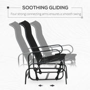 Black Outdoor Glider Rocking Chair with Metal Frame for Relaxing in the Garden
