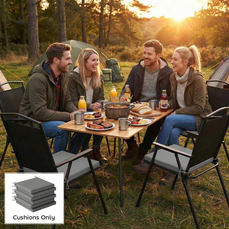 Outdoor Seat Cushions Set of 6 for Comfortable Garden Chairs Water-Repellent Dark Grey Outsunny