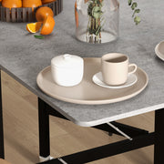 Folding Drop Leaf Dining Table with Lockable Wheels Space Saving Design for Small Kitchens Grey Marble Effect