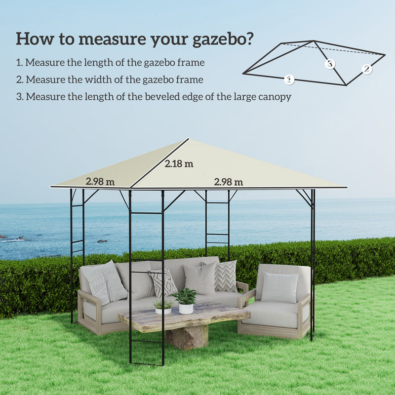 Cream 3m x 3m Gazebo Canopy Replacement UV-Resistant Waterproof Cover by Outsunny