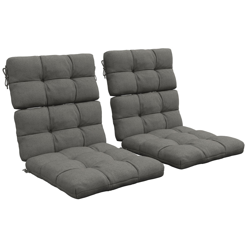 2 Piece Garden Chair Cushion Set with Backrest and Ties Ideal for Patio Seating, Charcoal Grey