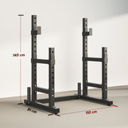 Adjustable Squat Rack for Safe Home Strength Training with Weight Plate Storage Black AOSOM