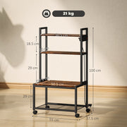 4 Tier Mobile Printer Stand with Power Outlets for Home Office Storage Rustic, Brown