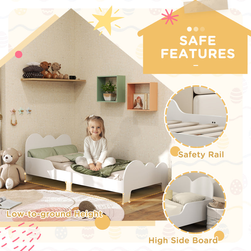 Cloud Themed Toddler Bed Frame with Safety Rails 143.5 x 74.5 x 56cm by AIYAPLAY
