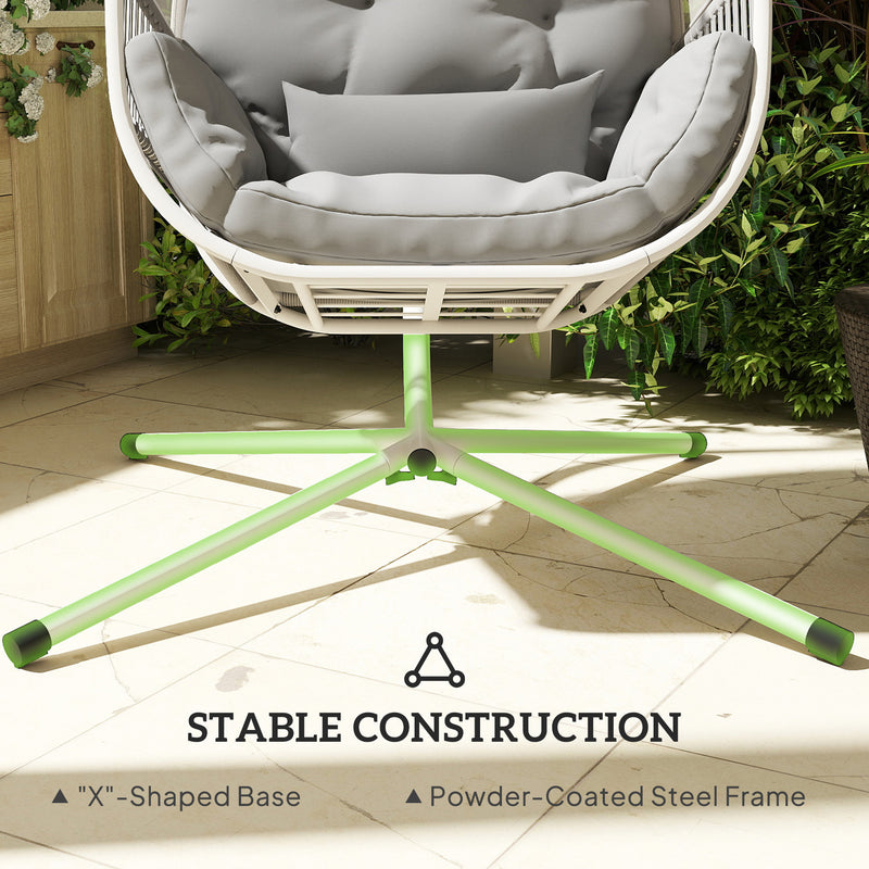 Light Grey Hanging Egg Chair with Stand and Cushions for Garden or Patio by Outsunny