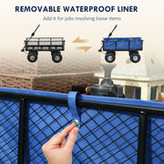 Blue 114L Steel Frame Garden Cart Trolley for Heavy Duty Yard Work by Outsunny