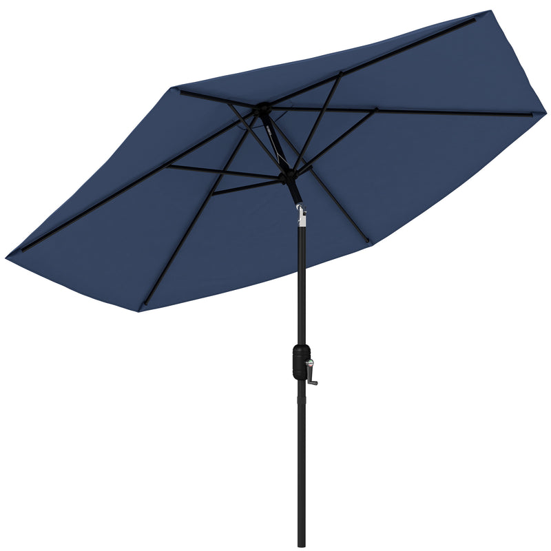 Garden Parasol with Tilt and Crank for Patio Shade and Sun Protection, Navy Blue