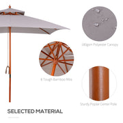 Grey 3 x 3m Garden Umbrella Large Outdoor Parasol with Double Tier Canopy by Outsunny