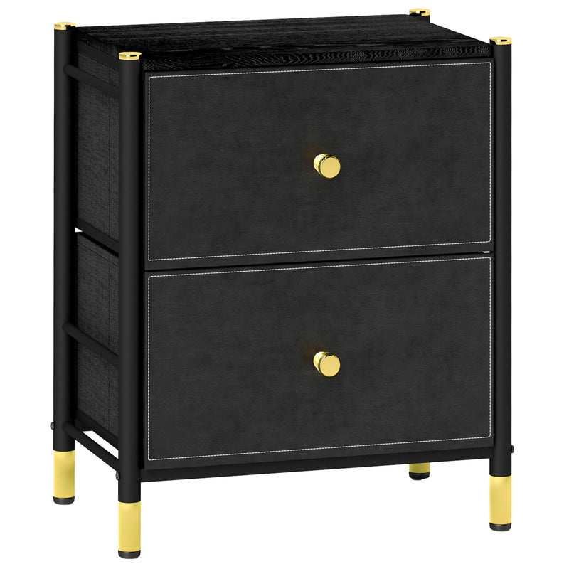 Black Faux Leather Bedside Table with Storage by HOMCOM