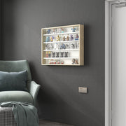 5 Tier Wall Display Cabinet with Glass Doors and Adjustable Shelves for Home Office Natural
