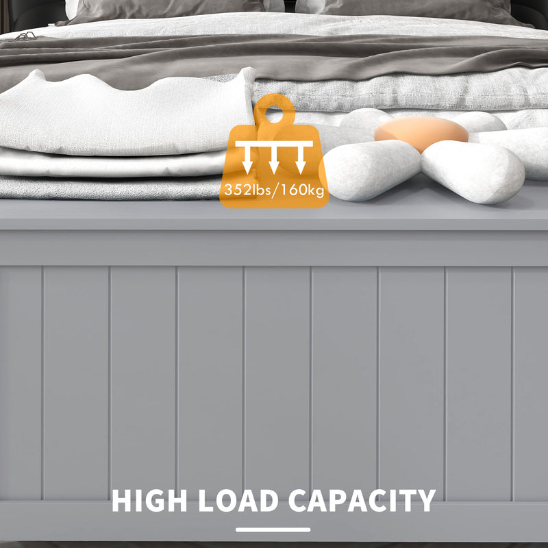 Wooden Storage Chest with Safety Hinges Ideal for Toys or Bedding for Living Room Grey