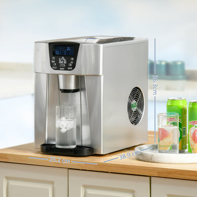Countertop Ice Maker and Water Dispenser with 3L Tank and Fast Cooling for Home Use Silver