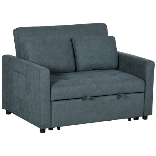 Convertible Loveseat Sofa Bed with Cushions and Side Pockets for Lounge Use, Charcoal Grey