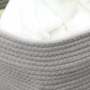 Cotton Rope Laundry Basket 36L With Easy Carry Handles For Clothes Storage, Grey