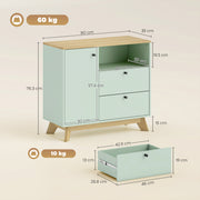 Sideboard with Adjustable Shelves for Organised Storage Light Green and Oak AOSOM