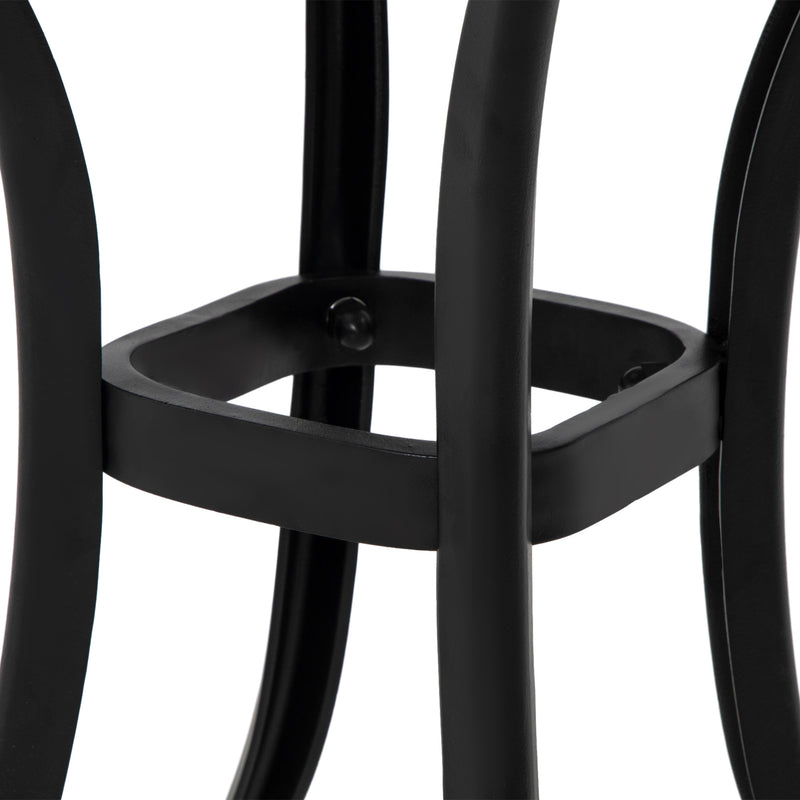 Black Square Cast Aluminium Garden Bistro Table With Umbrella Hole For Patio Or Balcony Outsunny