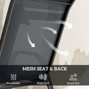 Five Piece Steel Patio Set with Glass Top Table Dark Grey by Outsunny