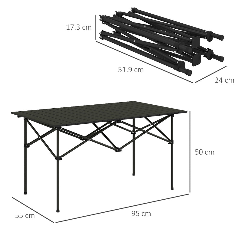 Folding Camping Table for Two with Quick Setup and Carry Bag Black