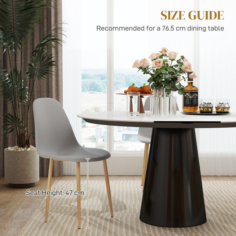 Set of 4 Grey Modern Dining Chairs with Backrest and Steel Legs for Kitchen or Dining Room by HOMCOM