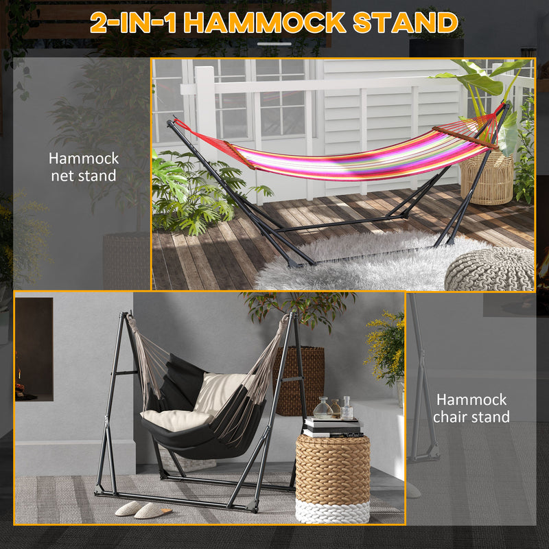 Black Foldable Hammock with Metal Frame and Carry Bag for Garden or Patio Use 120kg Load
