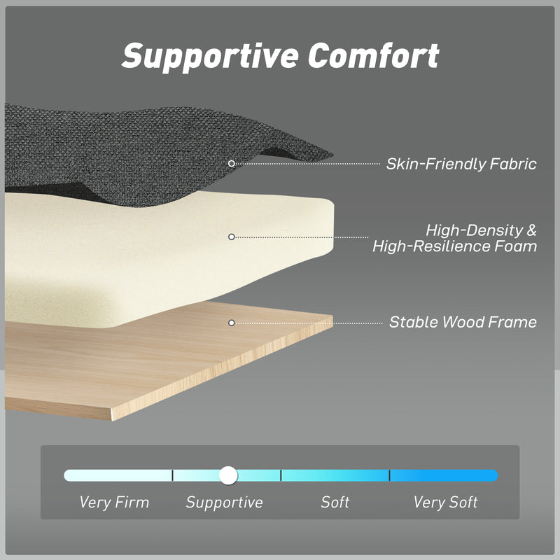 Two Seater Sofa Bed With Three Reclining Positions For Lounge Or Guest Room Charcoal Grey AOSOM